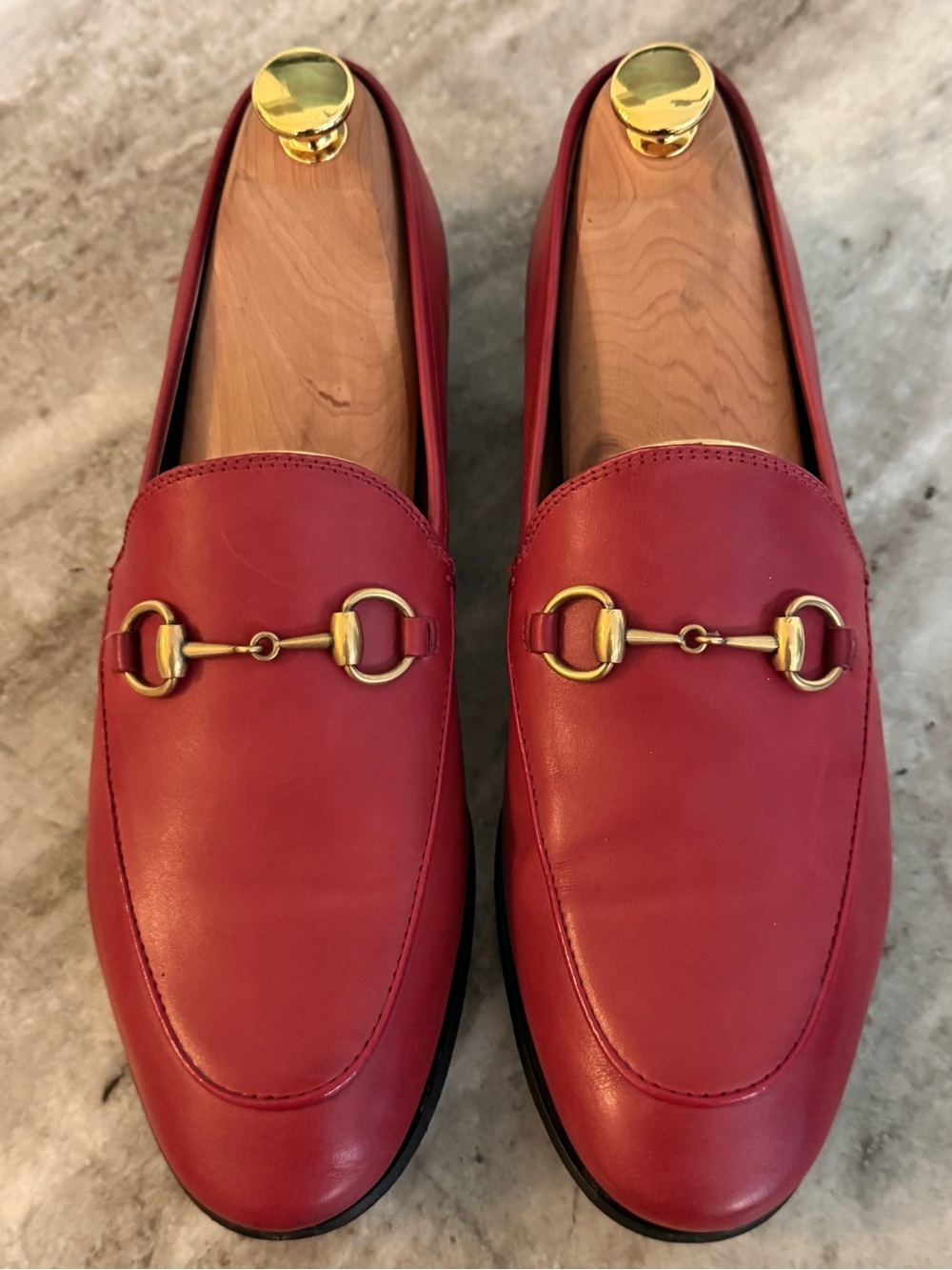 GUCCI BETIS GLAMOUR JORDAAN HORSEBIT RED LEATHER $1050 37.5 / 7.5 US BRIXTON